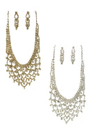 RHINESTONE ACCENT  STATEMENT NECKLACE SET-0