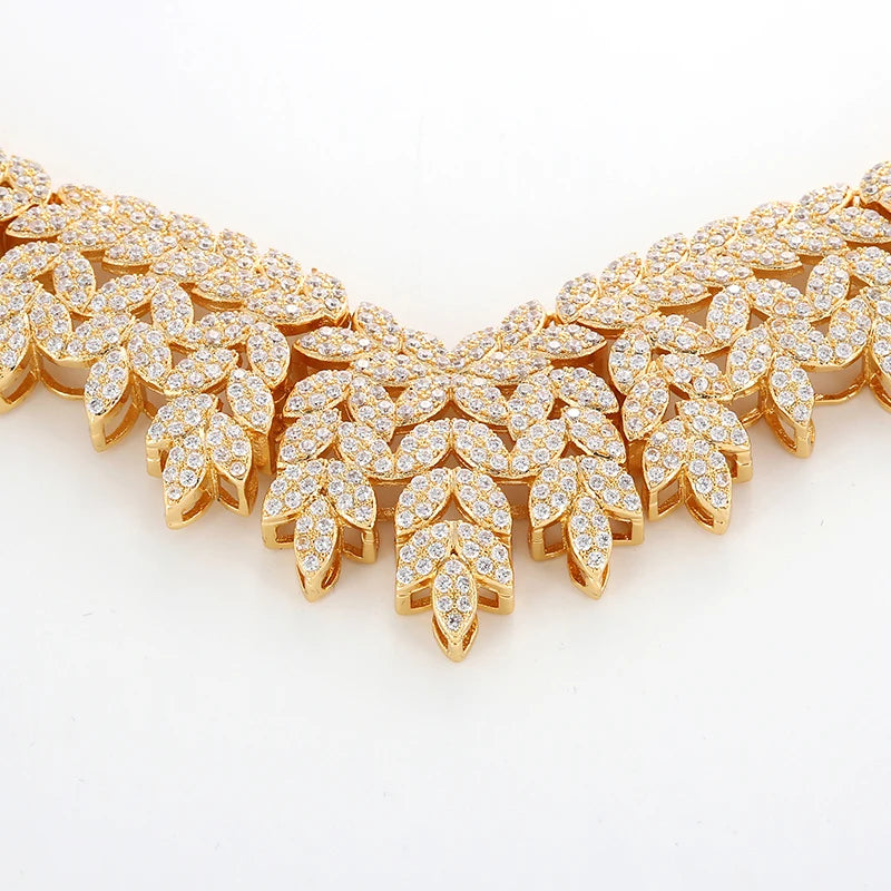 Trendy Noble Micro Pave Cubic Zirconia Dubai Jewelry Sets Latest Luxury Bridal Wedding Jewelry Set For Women TZ8025