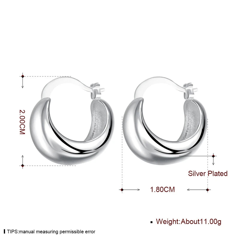 Sterling Silver Smooth Egg Shape Hoop Earrings Cute Romantic Jewelry For Women Wedding Party Gift Wholesale