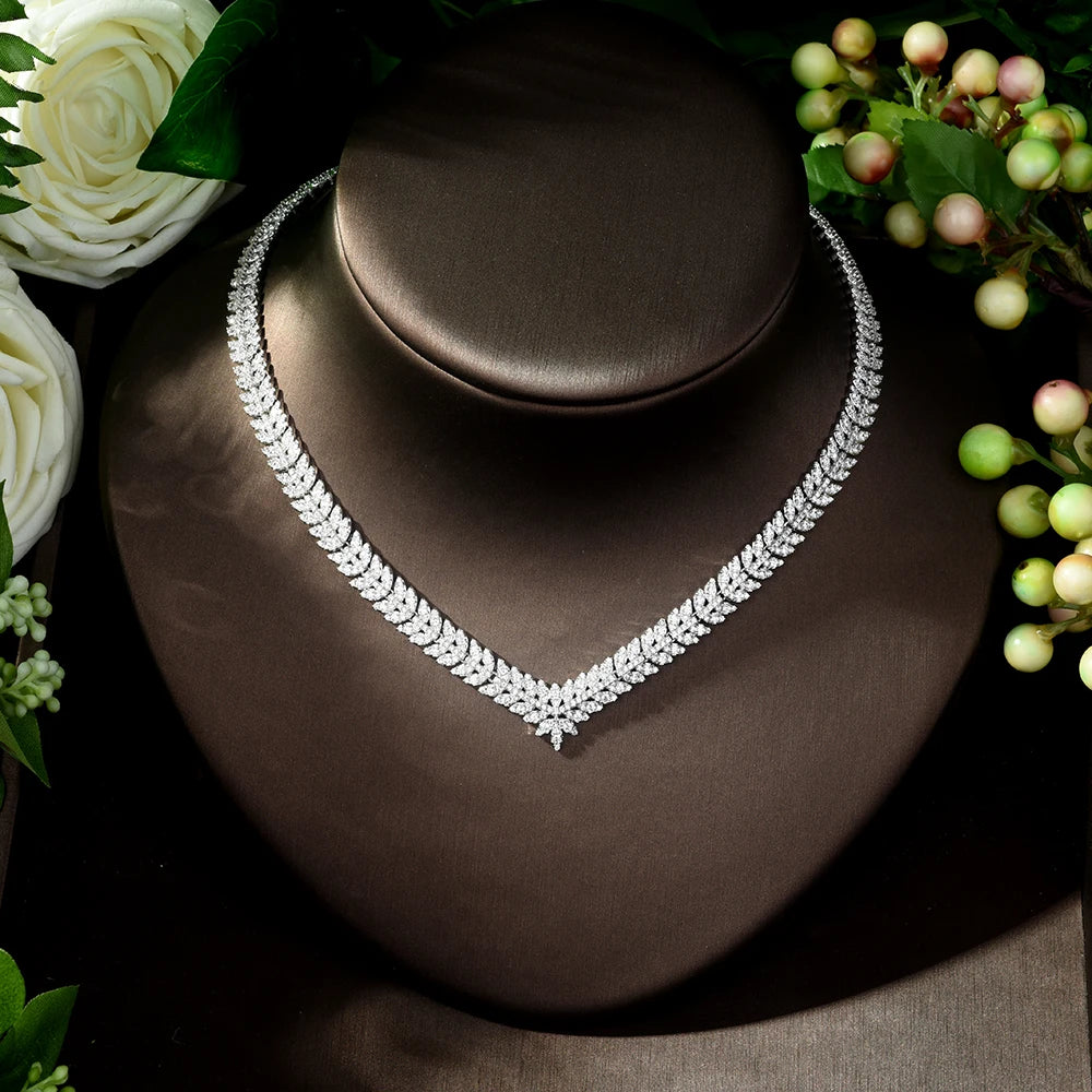 luxury Zircon Micro Pave Set Necklace Earrings Bracelet four-piece Women Weeding Jewelry Set Bijoux Femme N-223