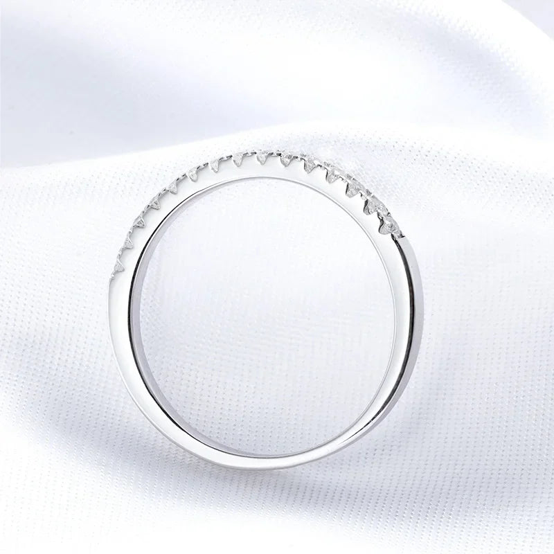 Test Passed Moissanite Ring Matching Wedding Diamond Band for Women 925 Sterling Silver Female Crown Single Tail Ring