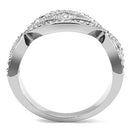 TK3027 - High polished (no plating) Stainless Steel Ring with Top Grade Crystal  in Clear-2