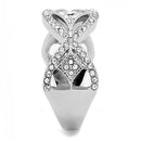 TK3027 - High polished (no plating) Stainless Steel Ring with Top Grade Crystal  in Clear-3