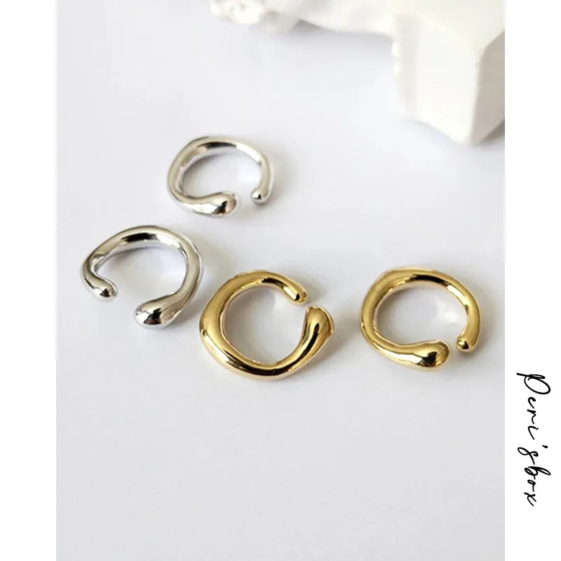 Solid Gold Color Earrings Without Piercing Geometric Round Ear Cuff